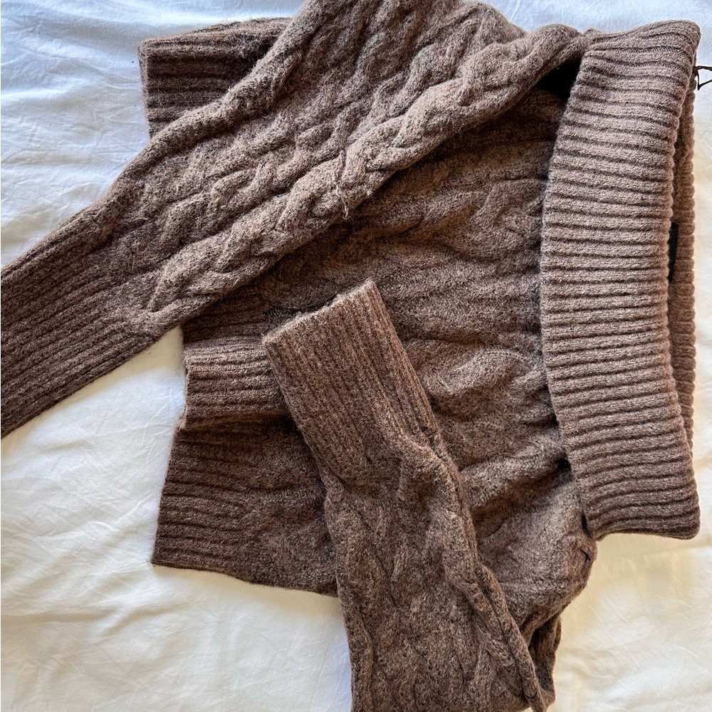 Express brown cropped off the shoulder sweater
